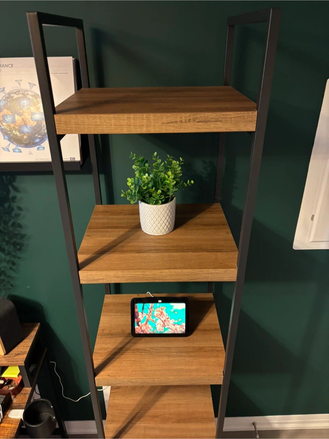 Wood and Metal Bookshelf with Cabinet - photo 2