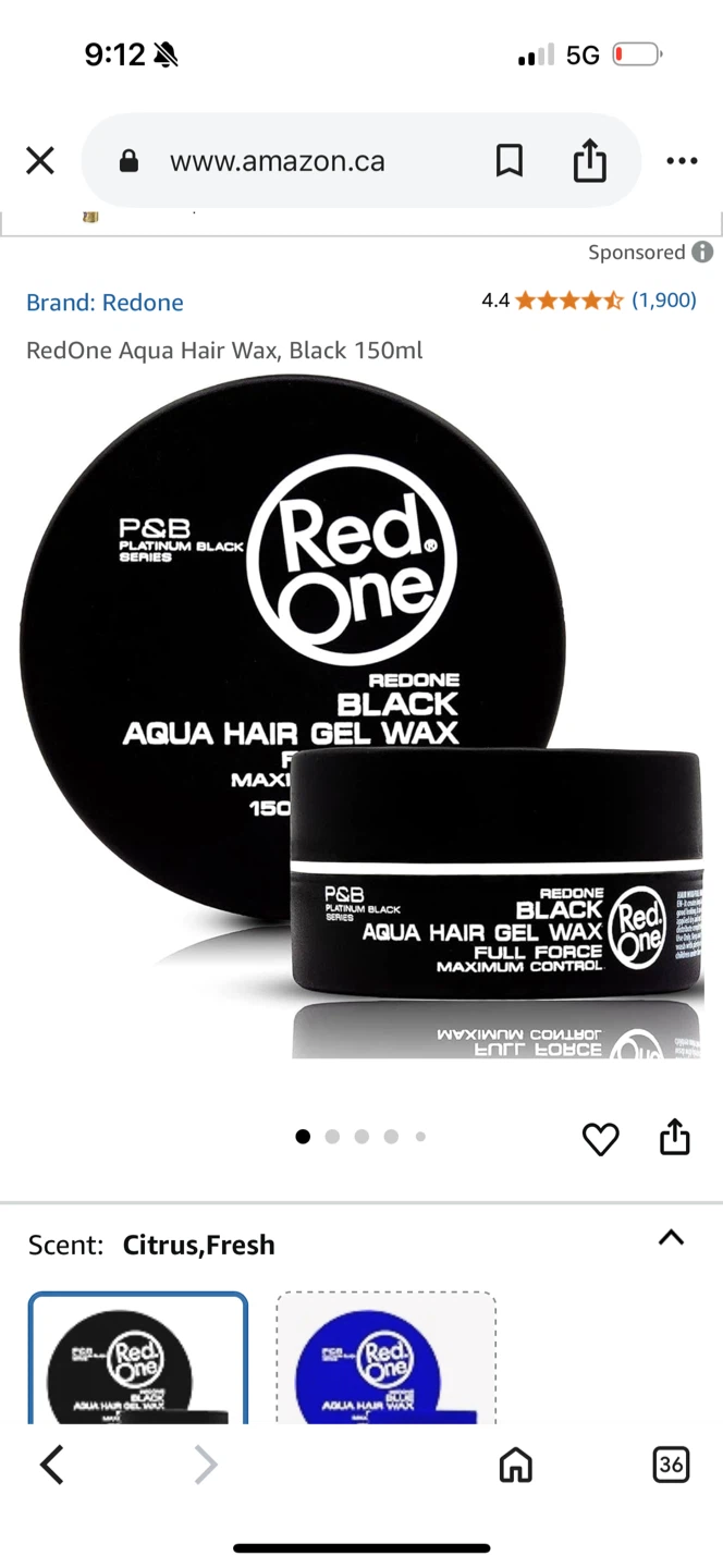 RedOne Black Aqua Hair Gel Wax 150ml