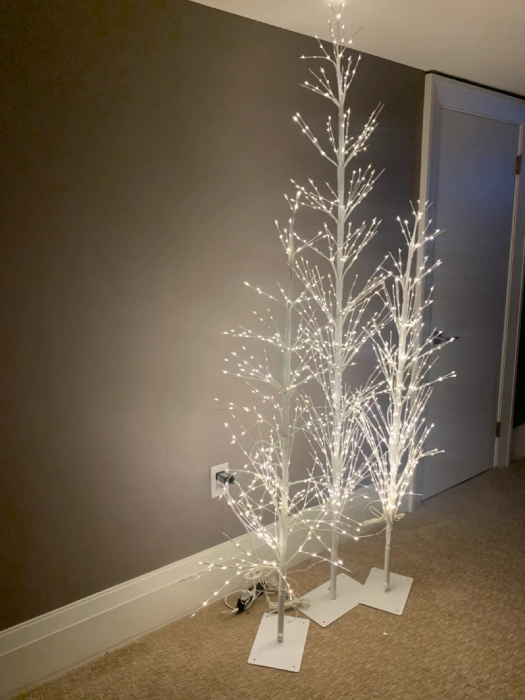 Set of 3 White LED Birch Trees thumbnail