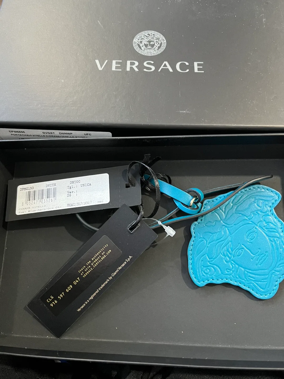 Versace Leather Keychains - Nero, Navy, Turquoise