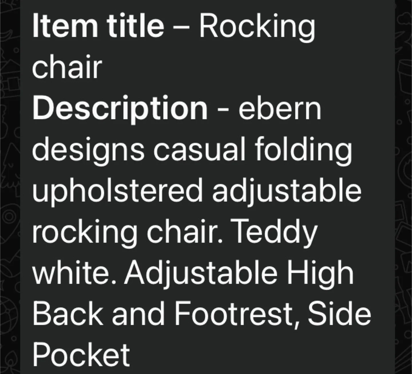 Ebern Designs Rocking Chair - Teddy White - New in Box image indicator(5)