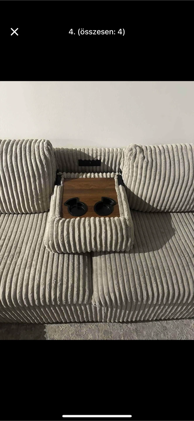 Corduroy Sectional Sofa with Cup Holders - photo 3