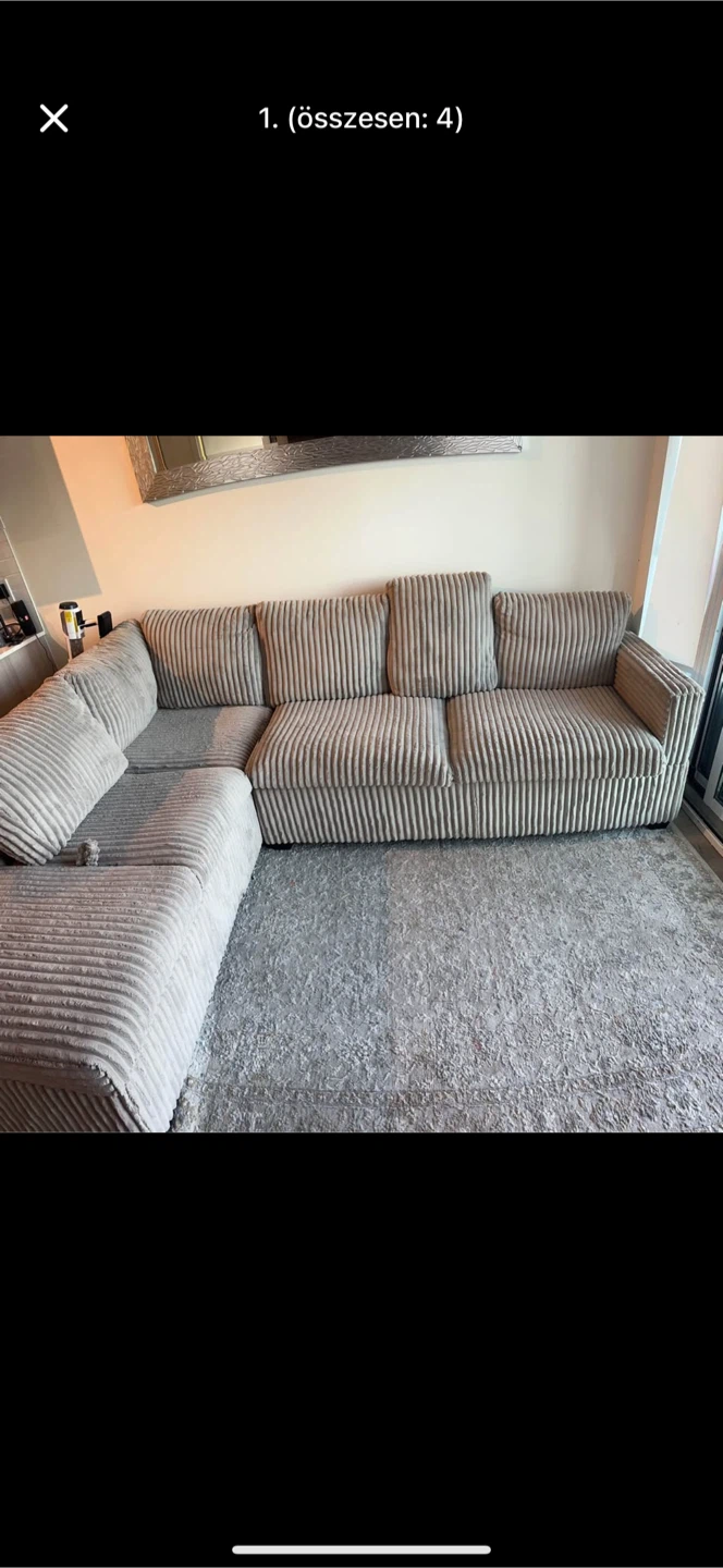 Corduroy Sectional Sofa with Cup Holders