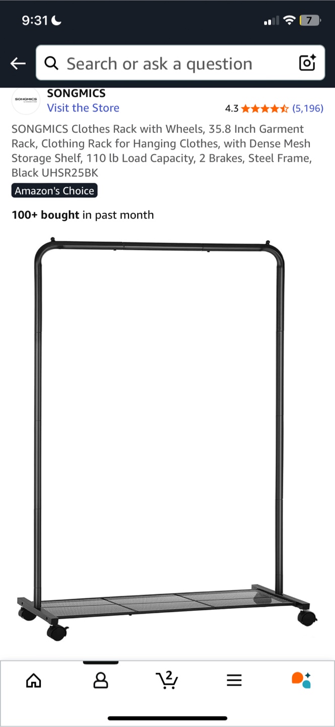 Clothes Rack - Black Steel Frame