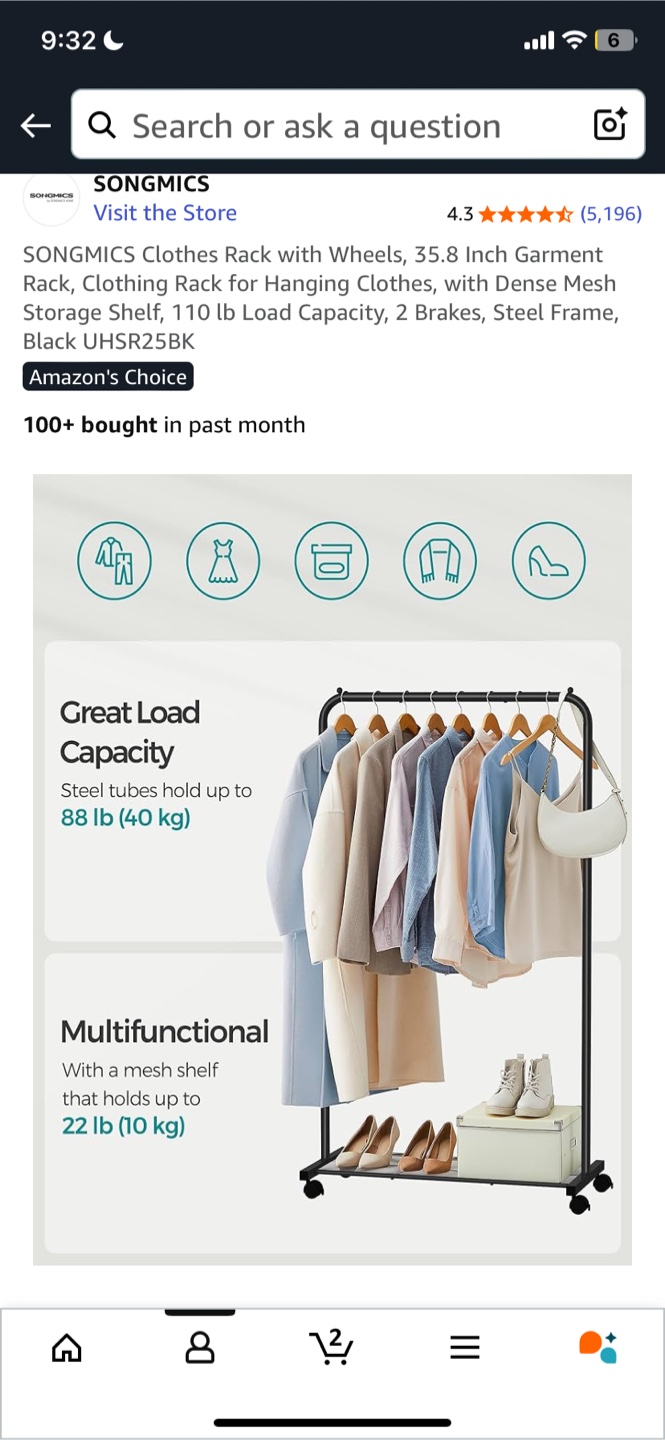 Clothes Rack - Black Steel Frame - photo 3