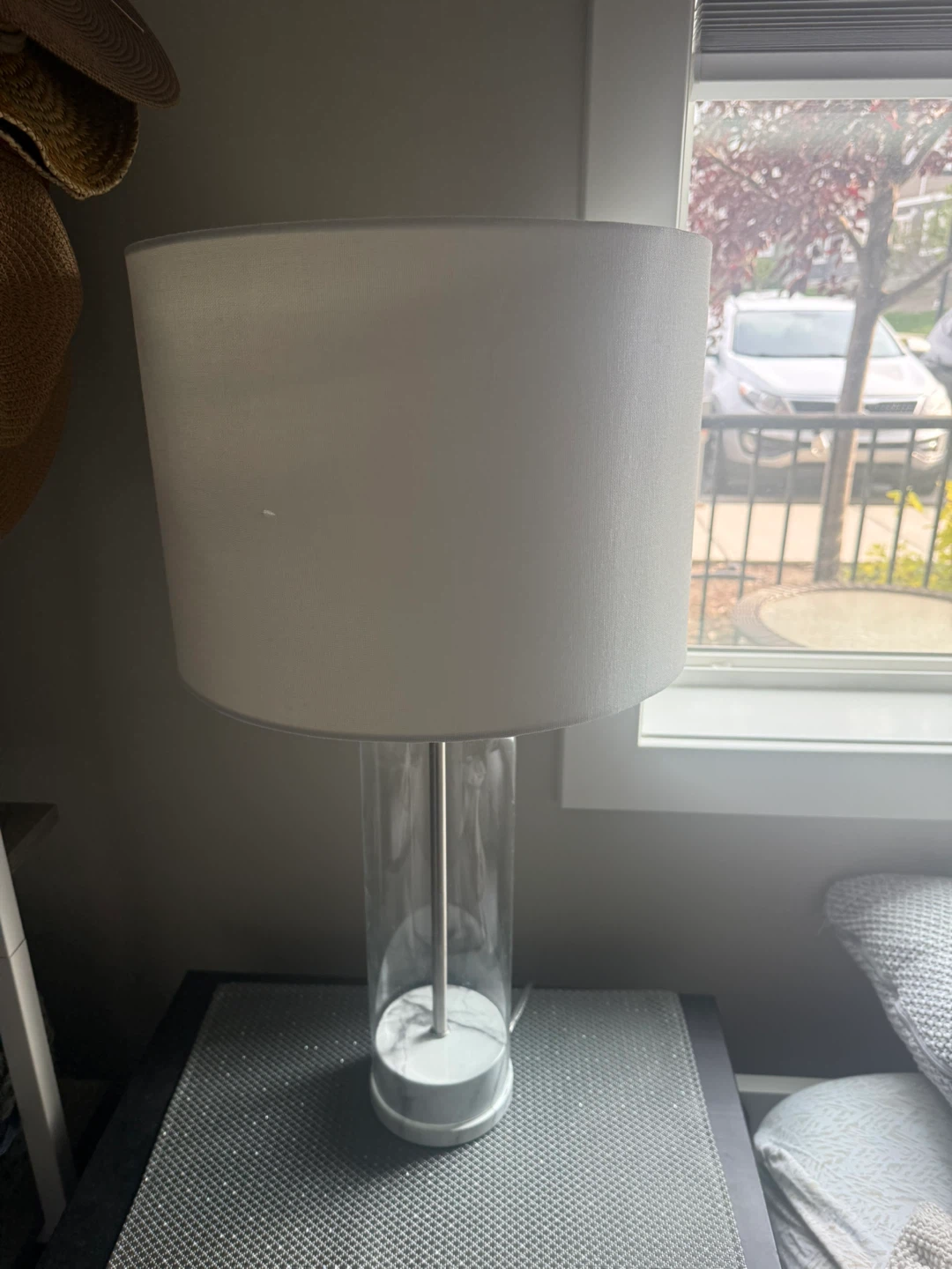 Urban Barn Glass Table Lamp with White Shade - photo 2