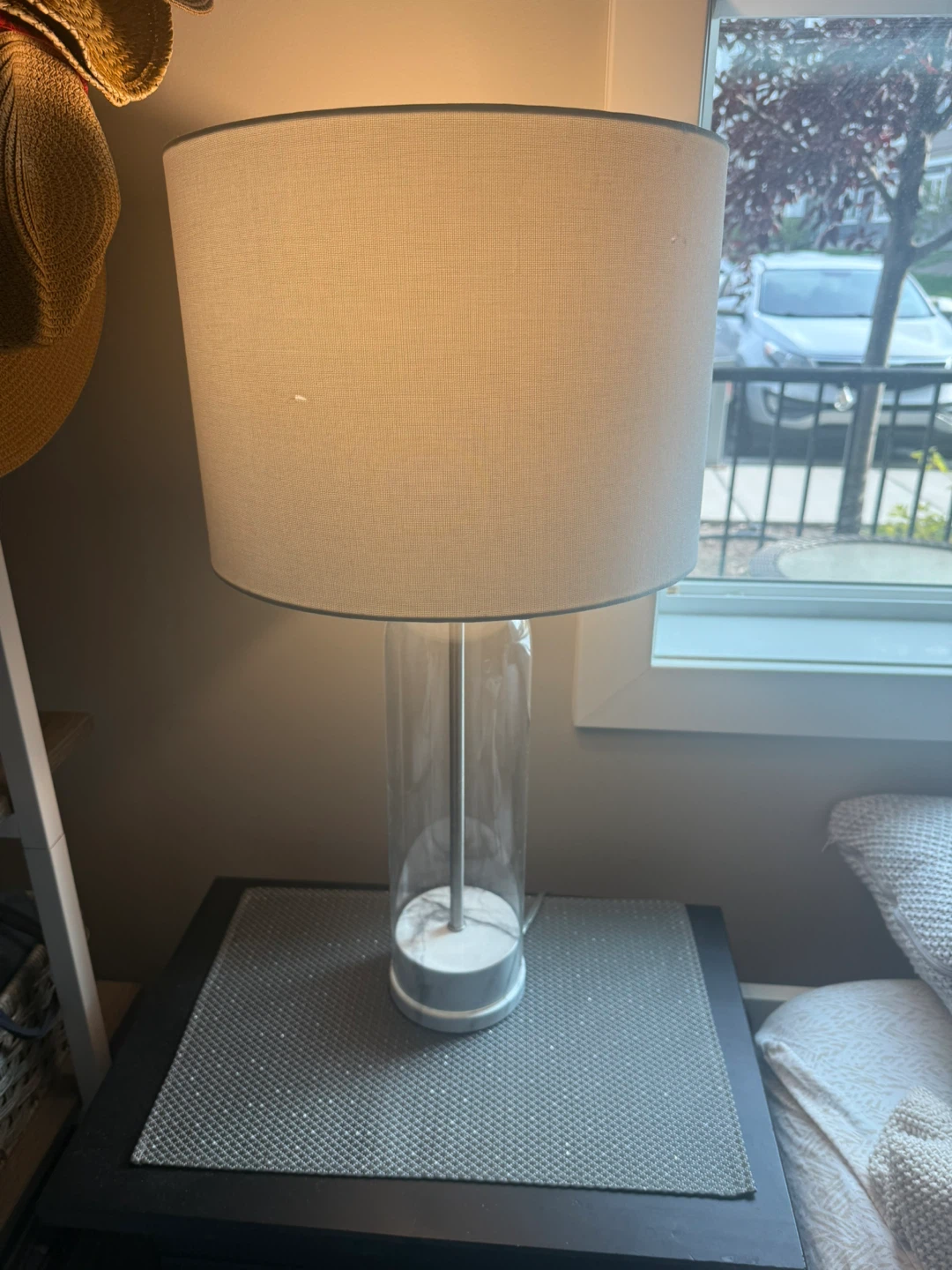 Urban Barn Glass Table Lamp with White Shade