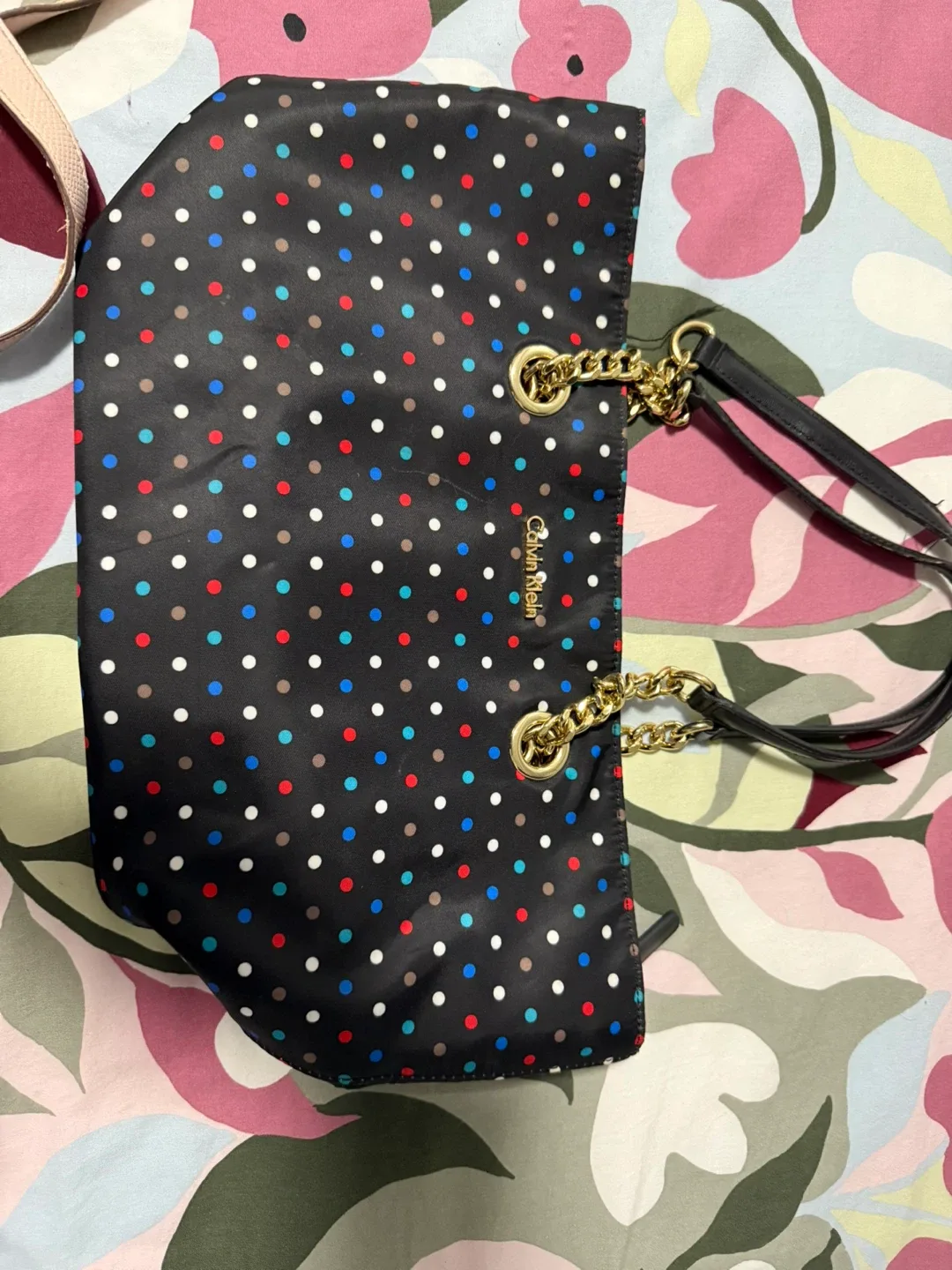 Calvin Klein Black Polka Dot Tote Bag thumbnail
