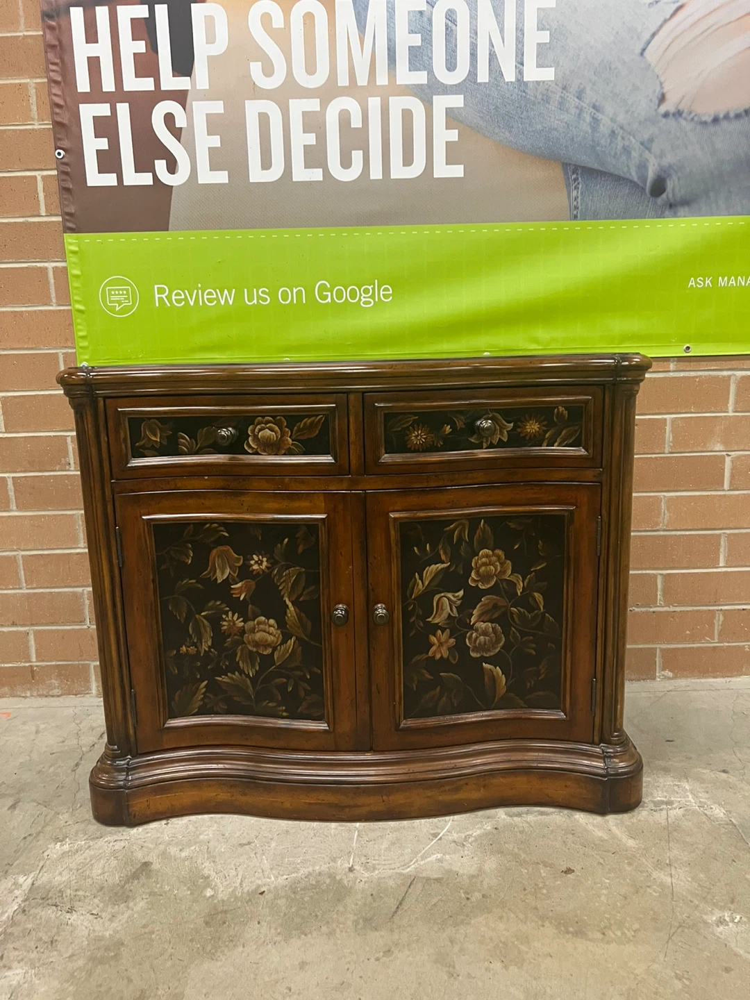 Wooden Buffett/Cabinet with Floral Design