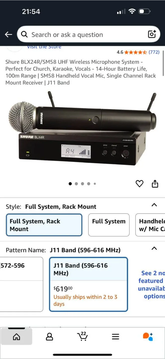 NEW Shure BLX24R/SM58 Wireless Microphone System thumbnail