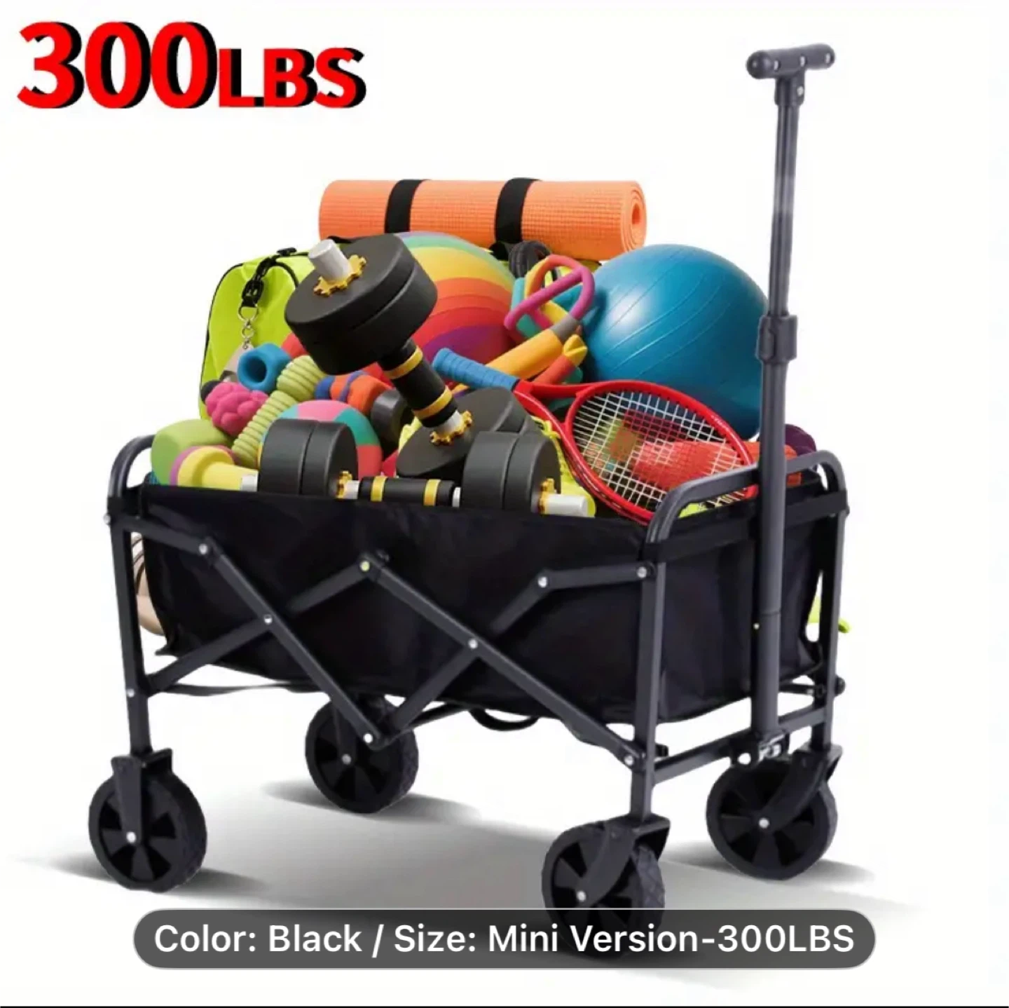 Folding Wagon Cart - Black - Mini Version 300LBS - photo 2
