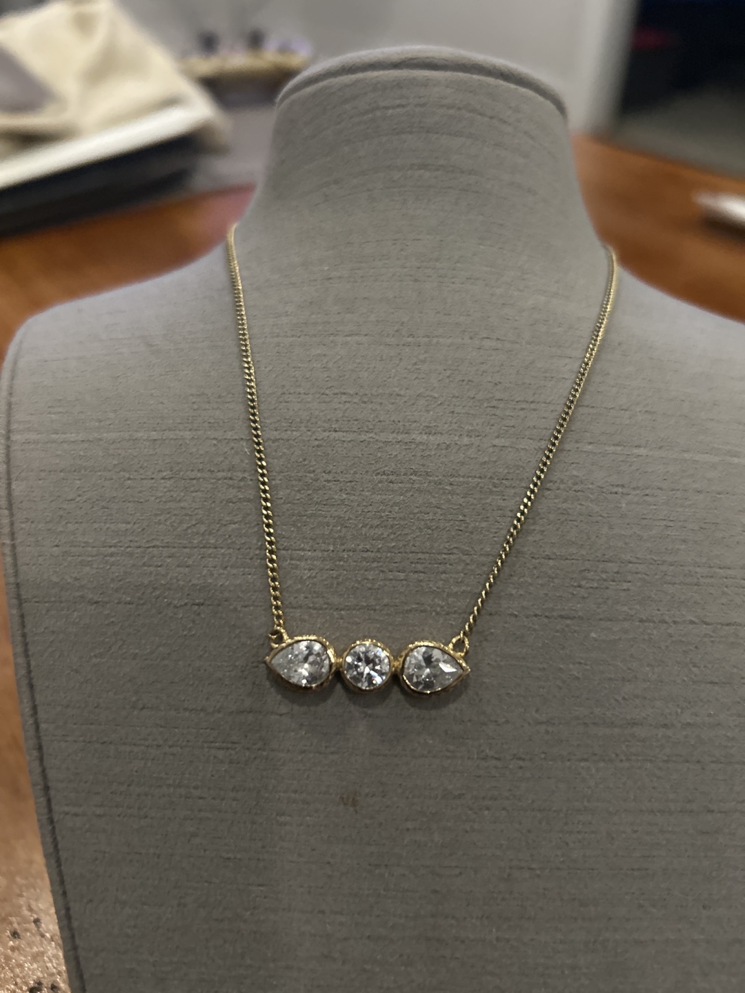 Gold-tone Necklace with Cubic Zirconia - photo 2