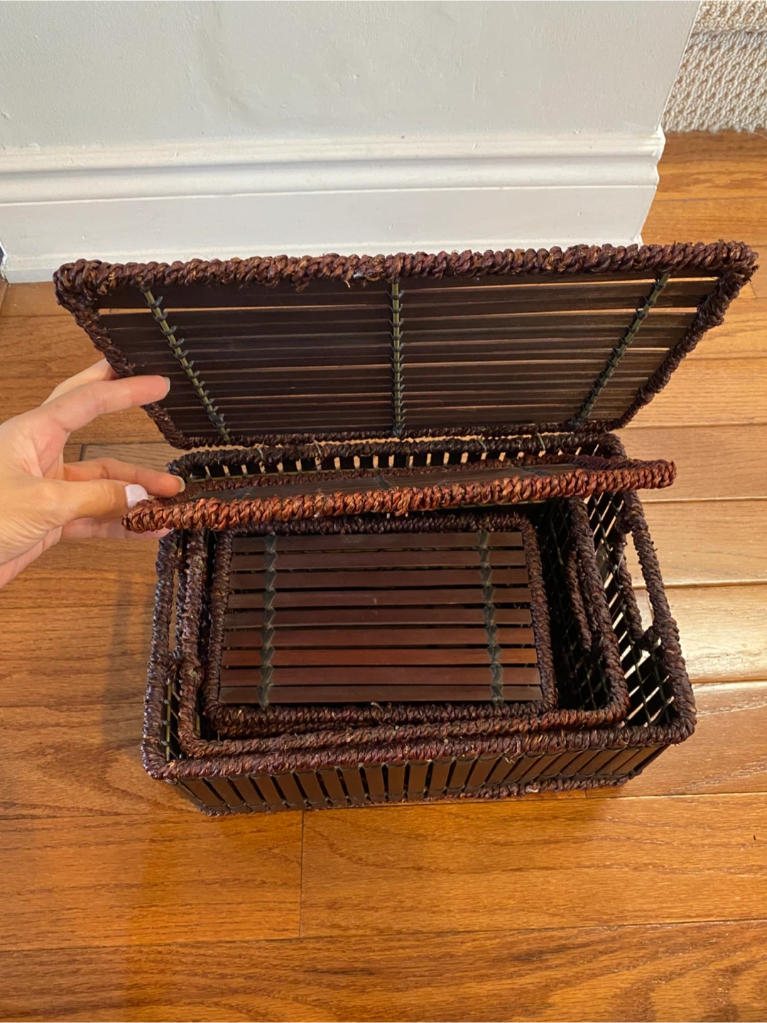Brown Wicker Storage Baskets (Set of 3) - photo 2