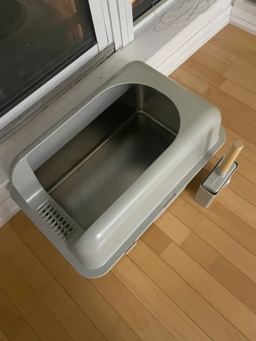 Grey Covered Cat Litter Box with Scoop thumbnail
