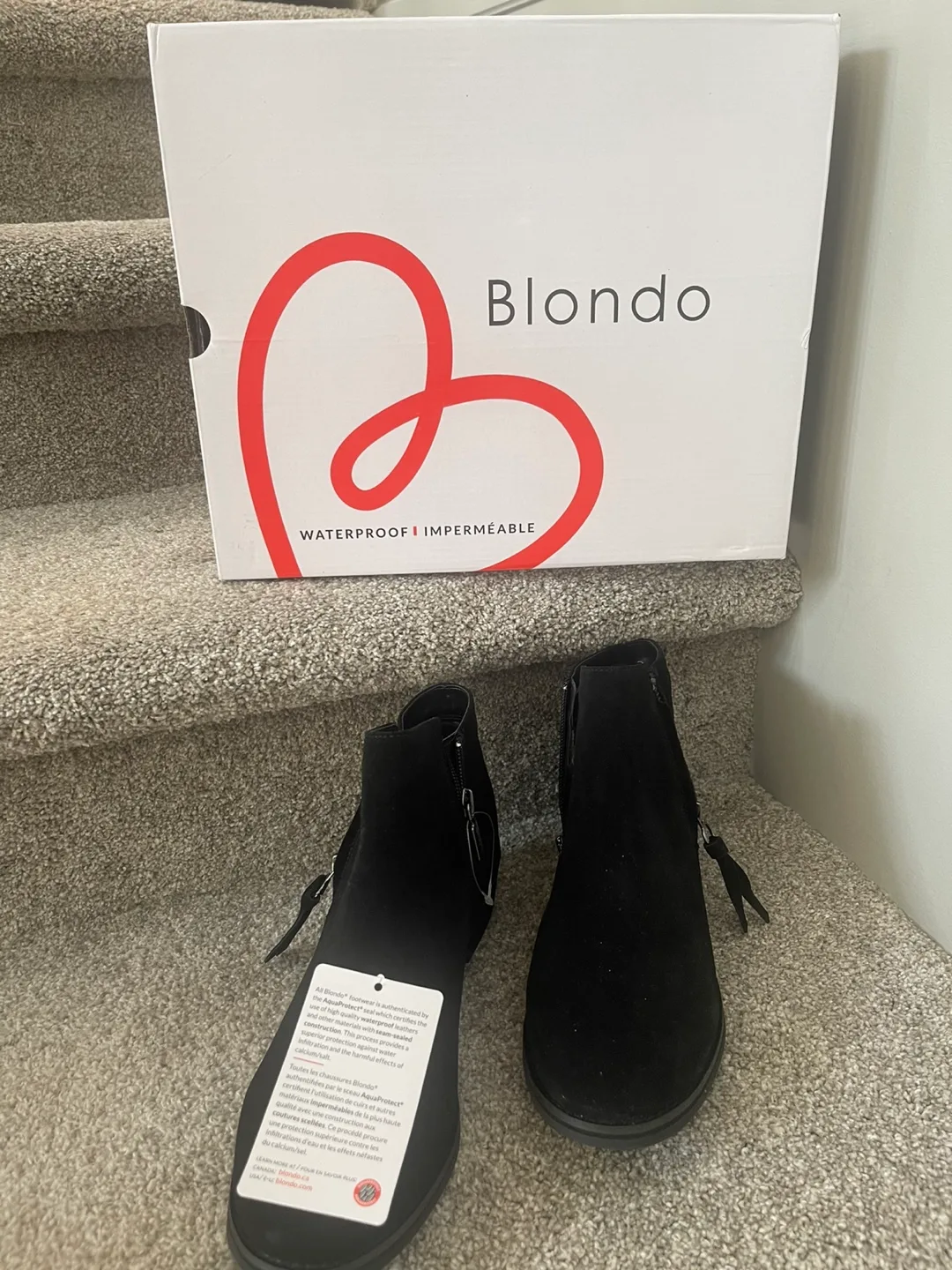 FREE GIFT+NEW BLONDO Waterproof Black Suede Ankle Boots image indicator(8)