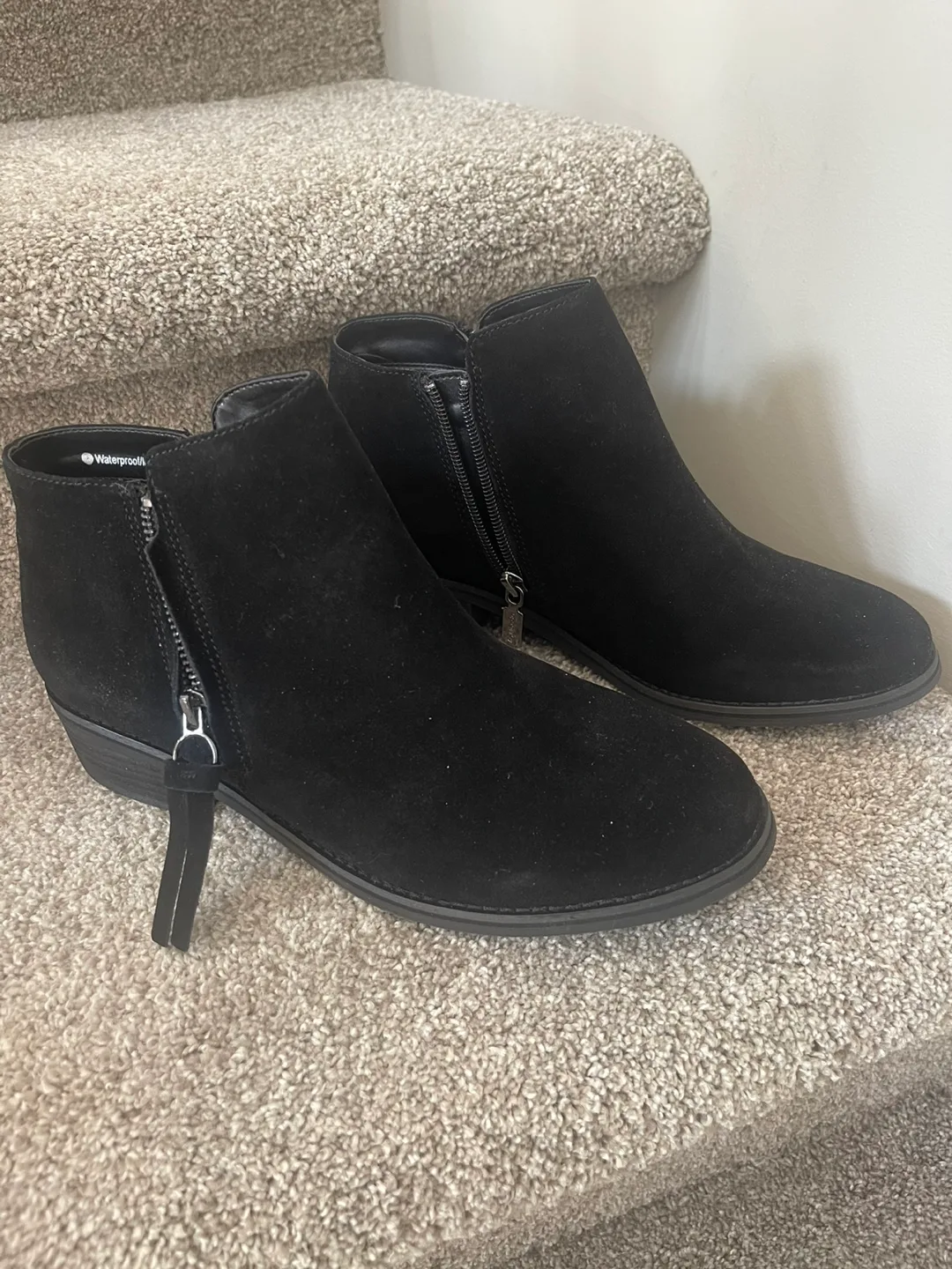 FREE GIFT+NEW BLONDO Waterproof Black Suede Ankle Boots image indicator(4)