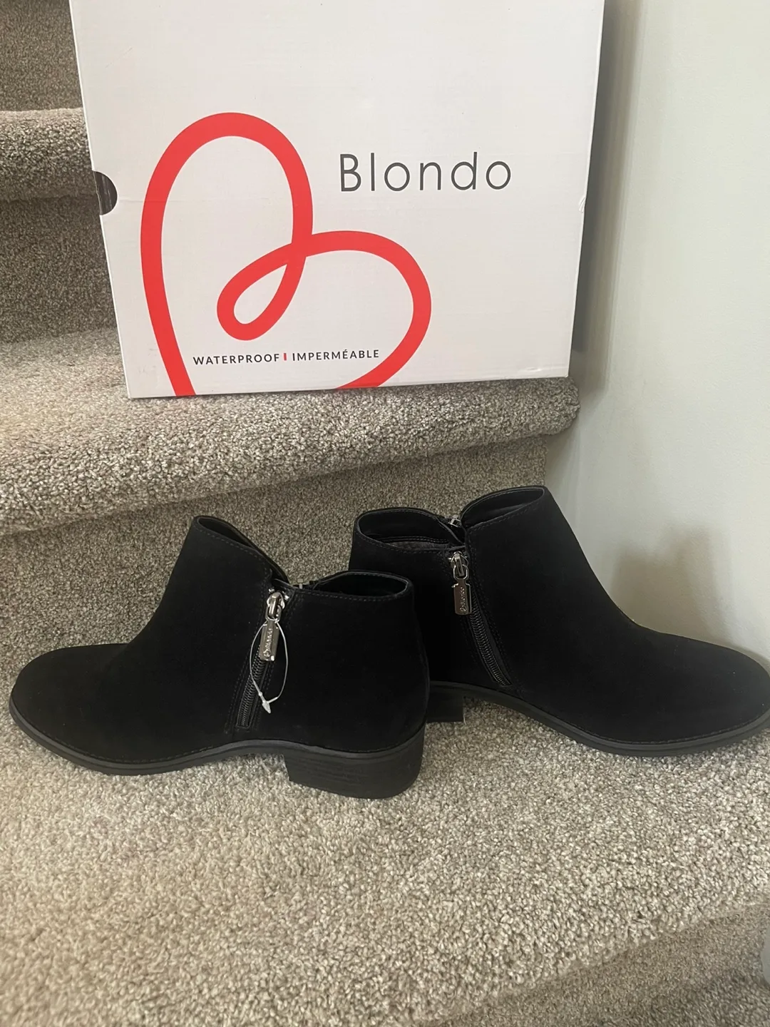 FREE GIFT+NEW BLONDO Waterproof Black Suede Ankle Boots image indicator(9)