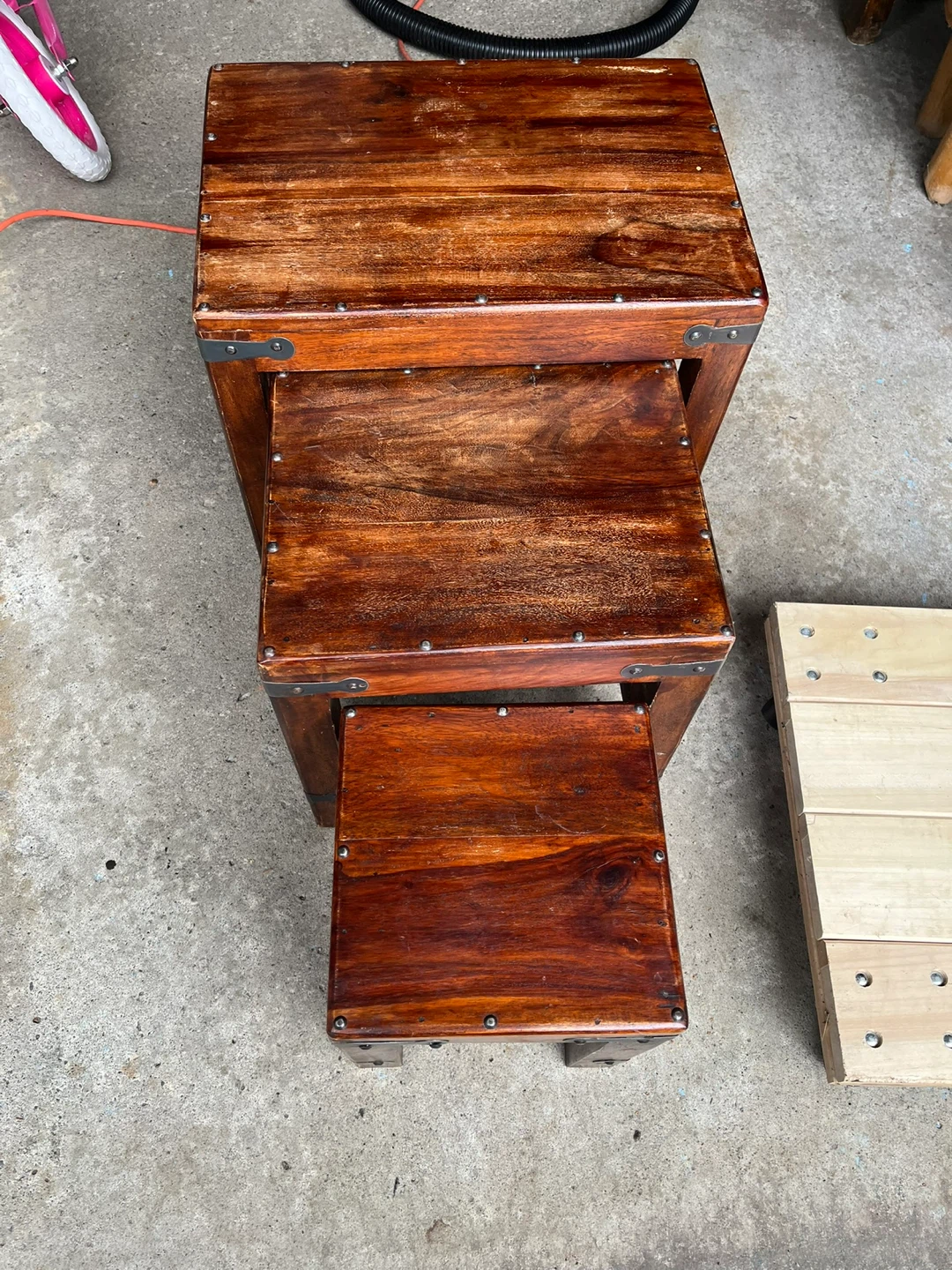 Set of 3 Wooden Nesting Tables - photo 3