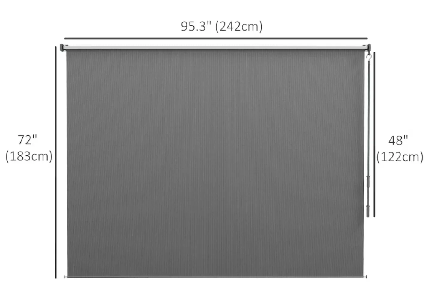 Outsunny 8’ x 6’ Outdoor Roller Shade Patio Blinds, Light Grey image indicator(3)