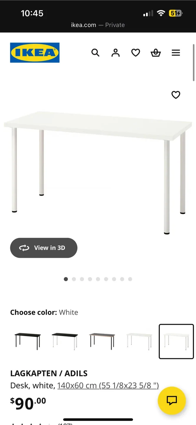Ikea Desk, 140x60 cm thumbnail