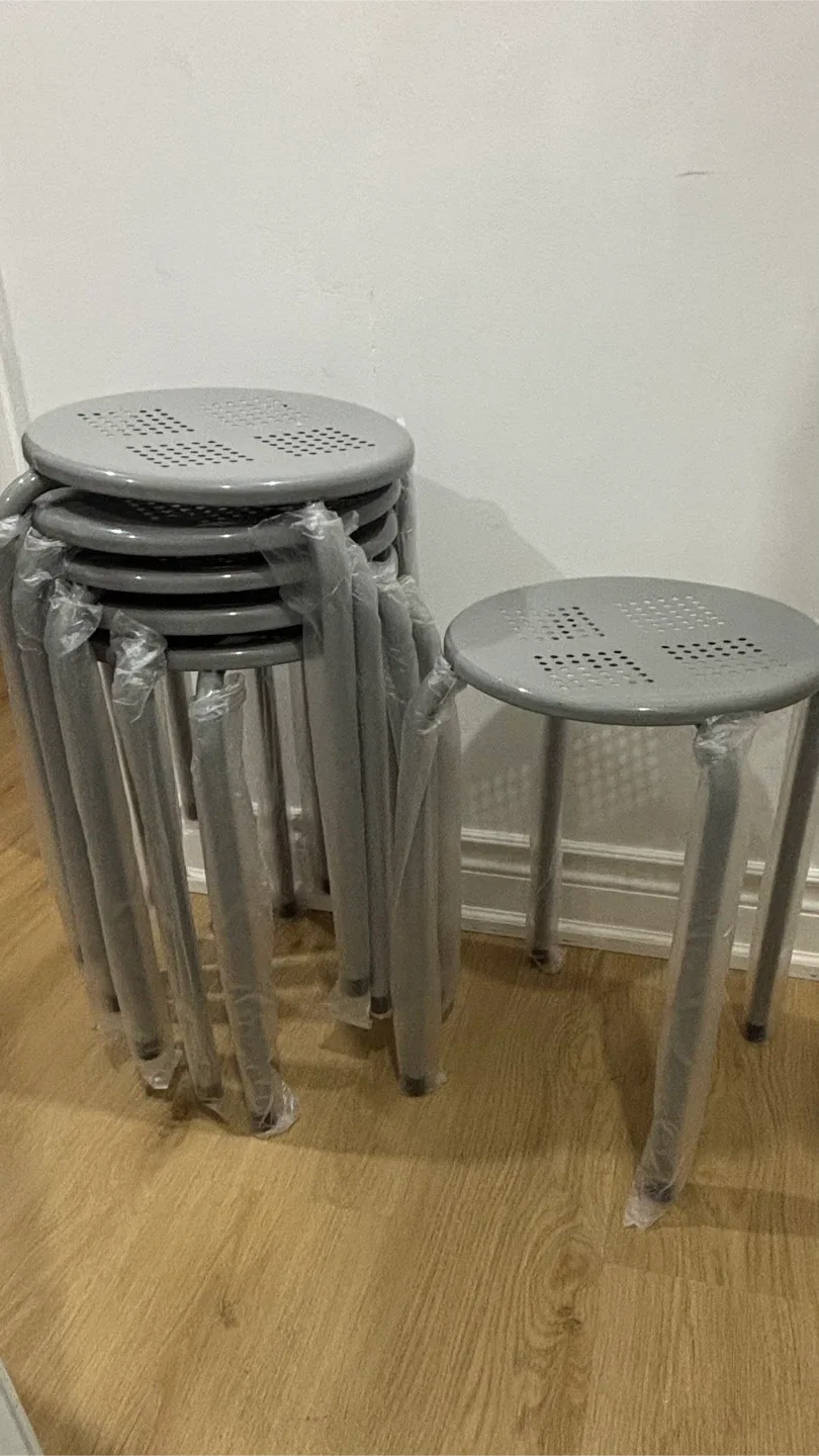 New Grey Metal Stacking Stools