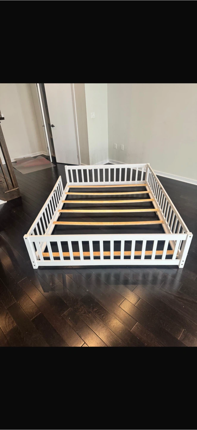 White Toddler Floor Bed Frame
