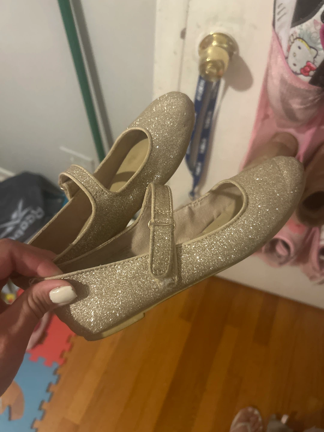 Cat & Jack Gold Glitter Mary Janes - Size 2