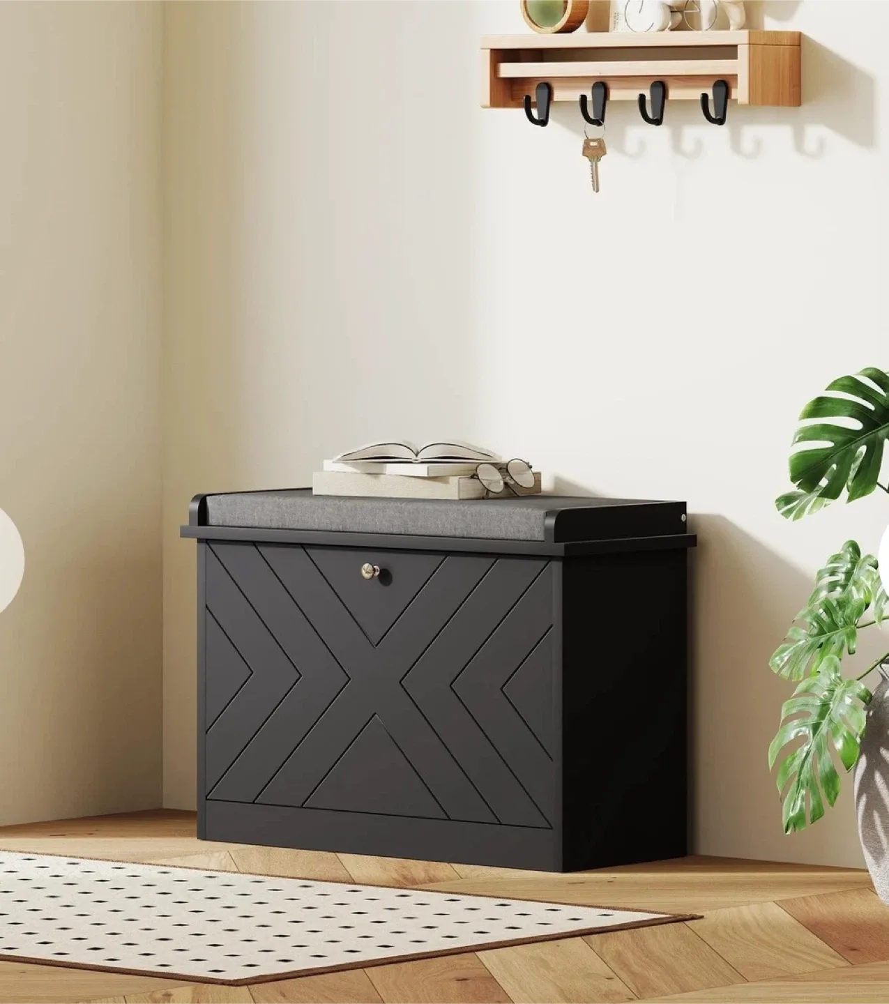 New Outsunny Black Shoe Storage Bench thumbnail