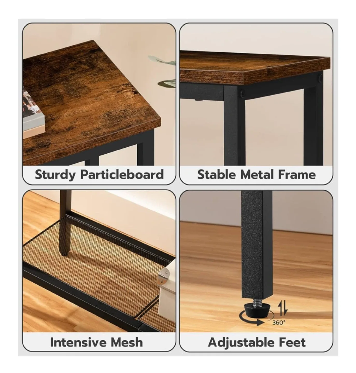 Rustic Brown Console Table with Metal Frame image indicator(7)