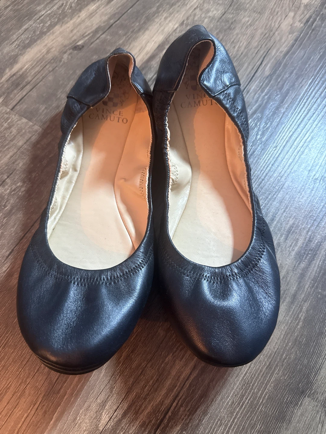 Vince Camuto Black Leather Ballet Flats