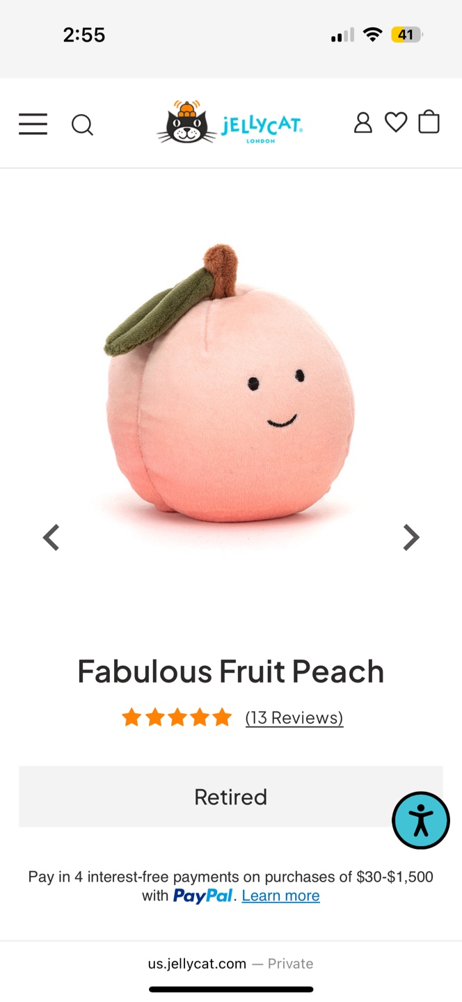 Jellycat Fabulous Fruit Peach Plush - photo 4