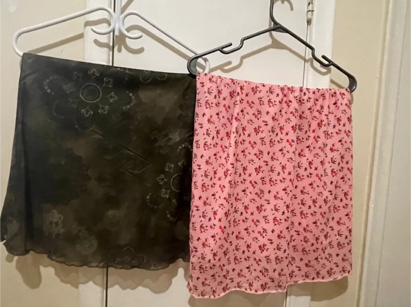 2 long  Skirts - Floral Pink & Olive Green thumbnail