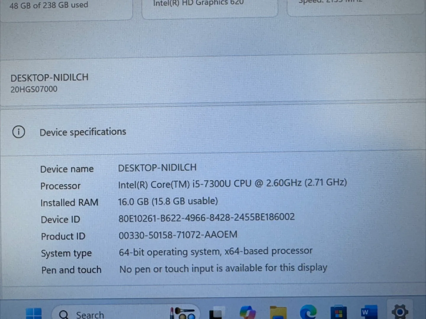 Lenovo I5-7th. 16GB/256GB/ Win 11 Laptop image indicator(7)
