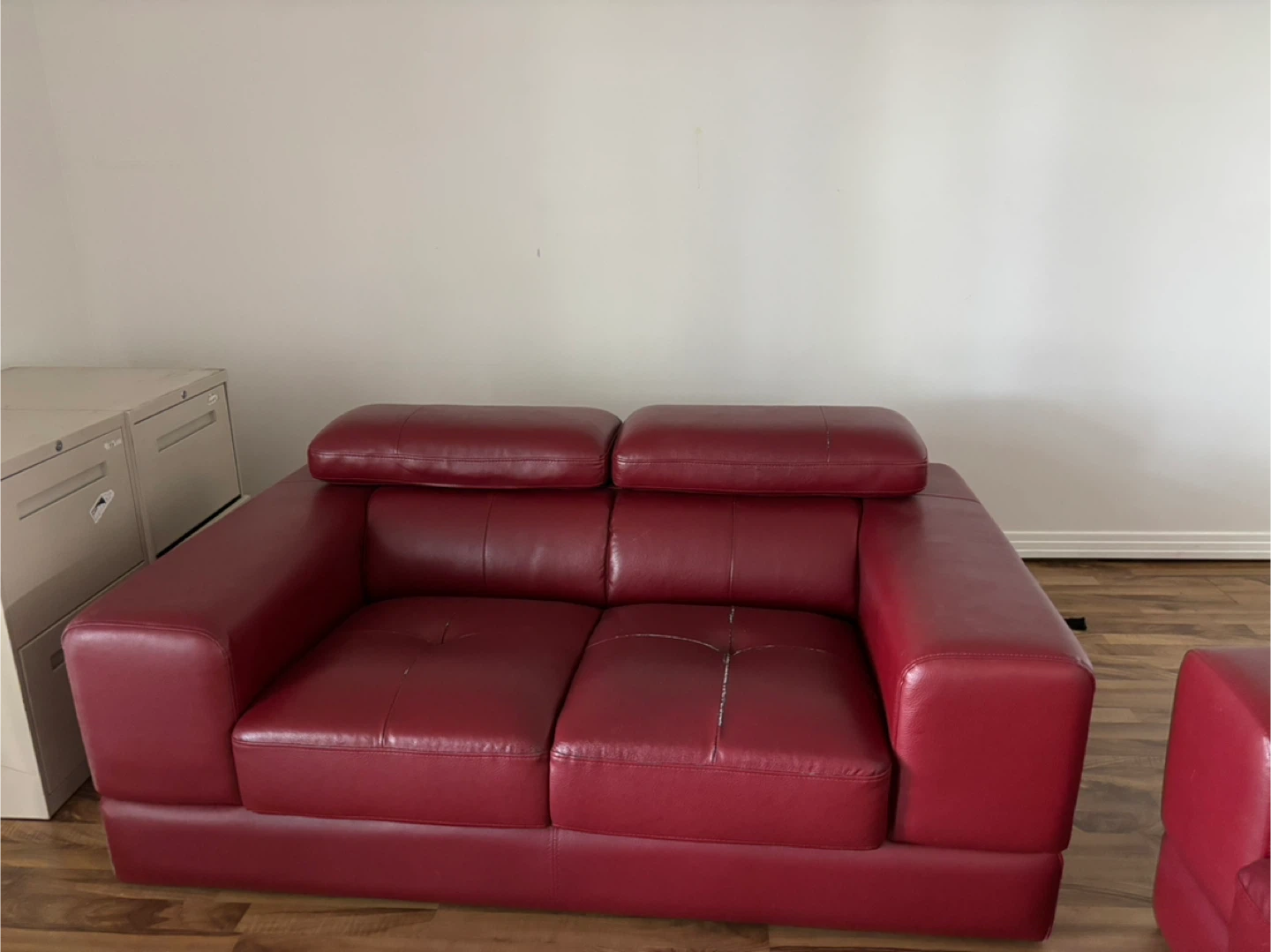 Red Leather Sofa Set