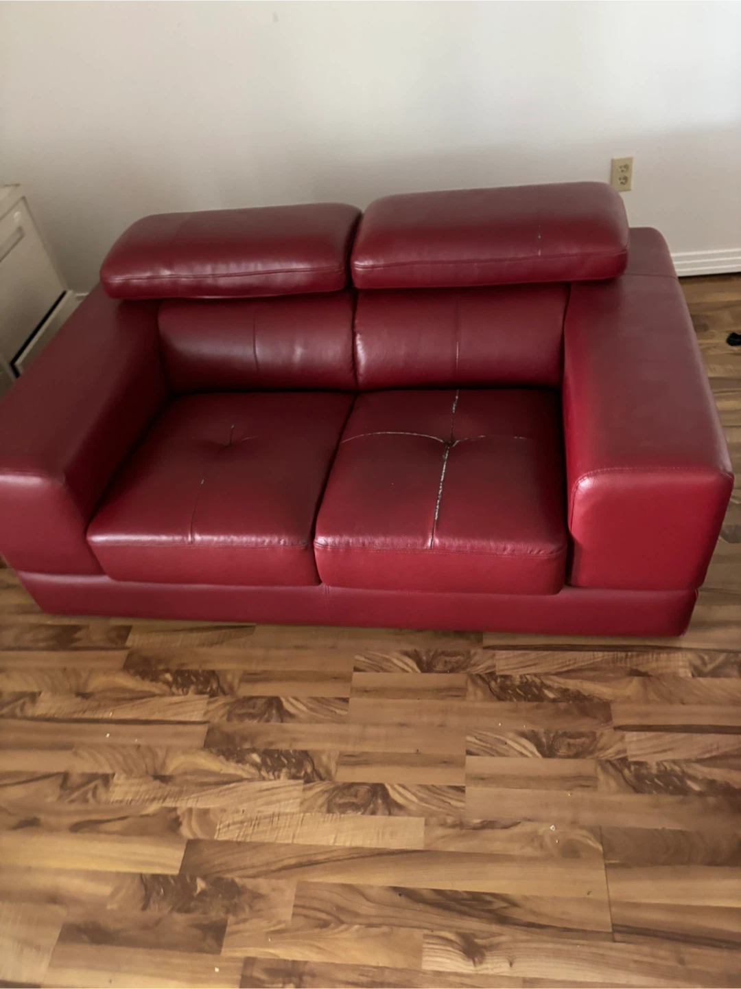 Red Leather Sofa Set - photo 2