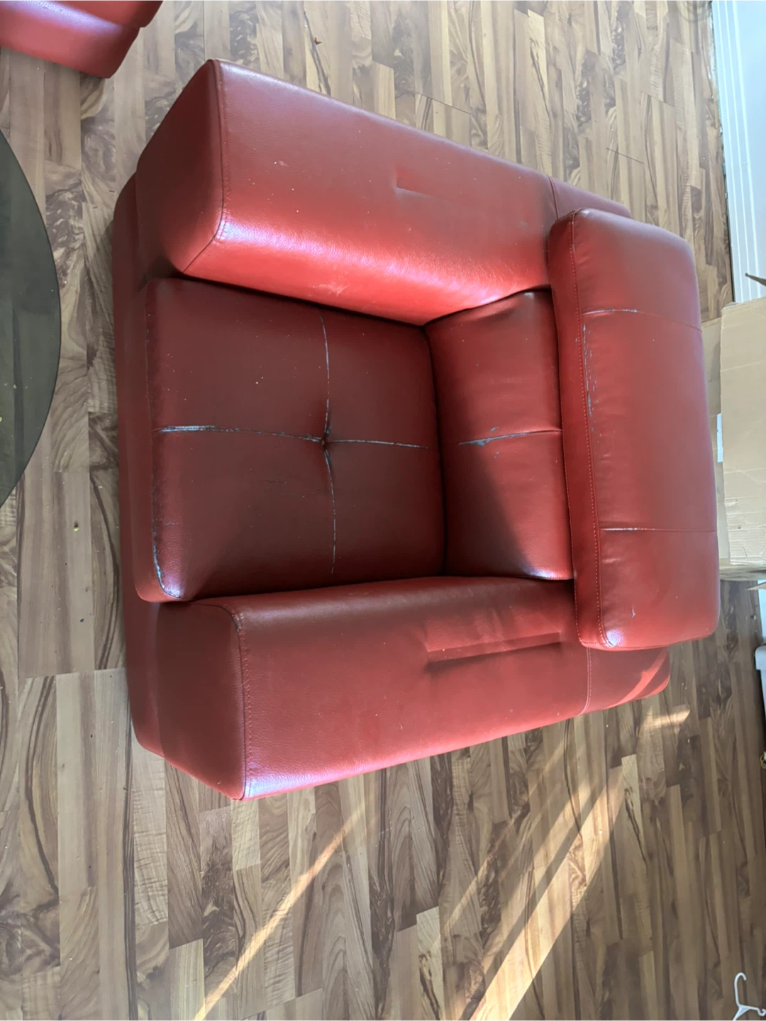 Red Leather Sofa Set - photo 4