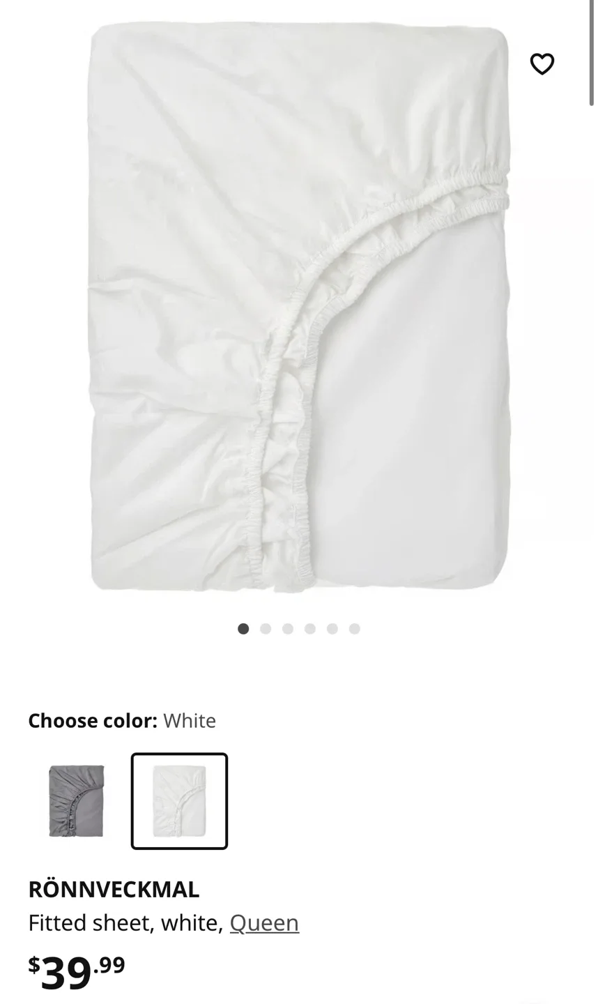 IKEA SÖMNTUTA Queen Sheet - White image indicator(3)