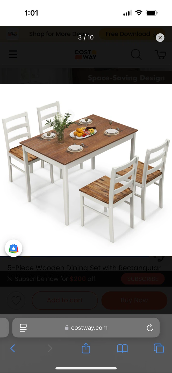 Costway 5-Piece Wooden Dining Set - photo 3