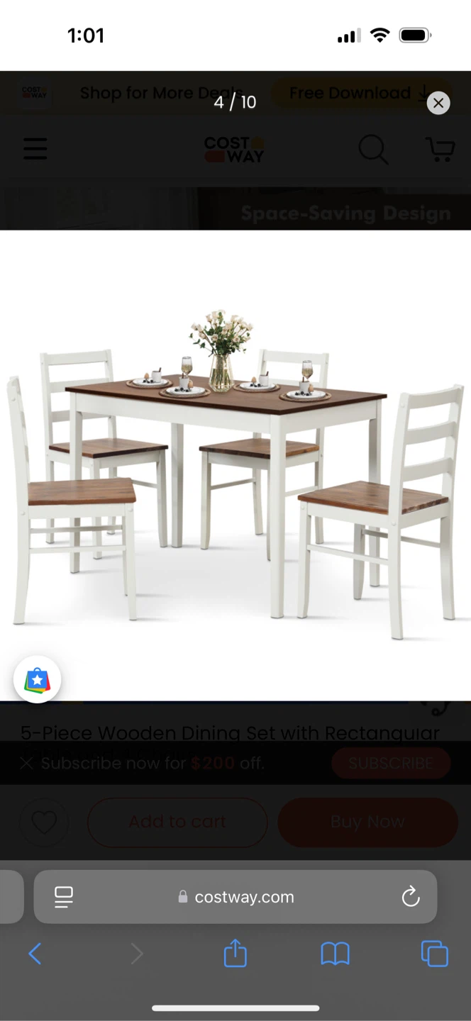 Costway 5-Piece Wooden Dining Set - photo 5