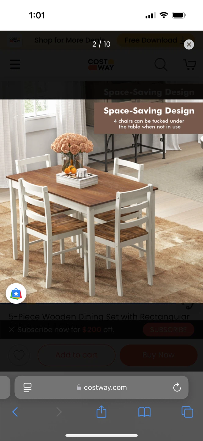 Costway 5-Piece Wooden Dining Set - photo 2