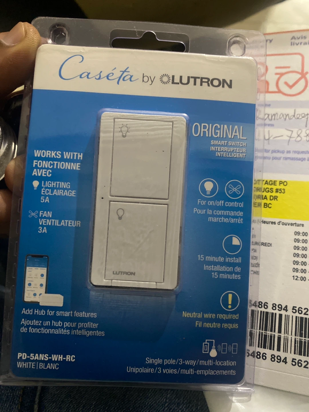 New Lutron Caseta Smart Switch PD-5ANS-WH-RC