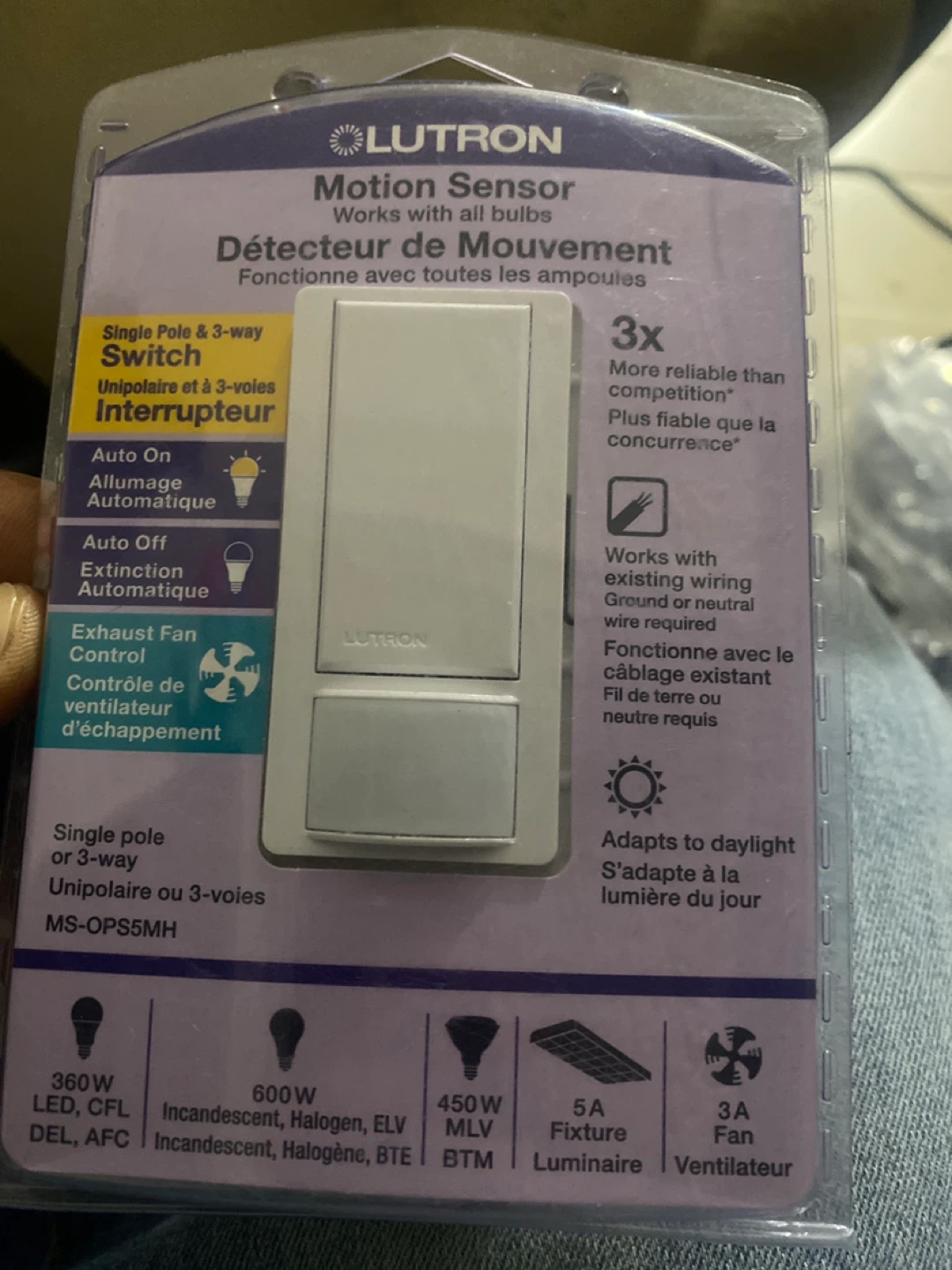 New Lutron Motion Sensor Switch MS-OPS5MH