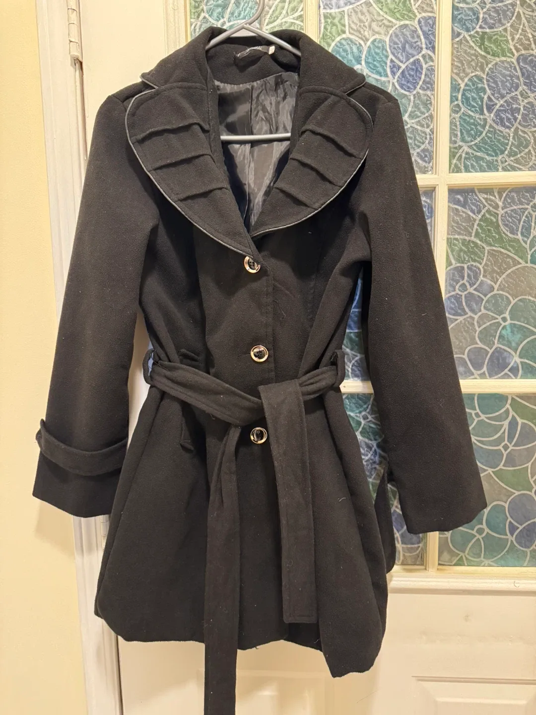 Black Belted Wool Coat thumbnail