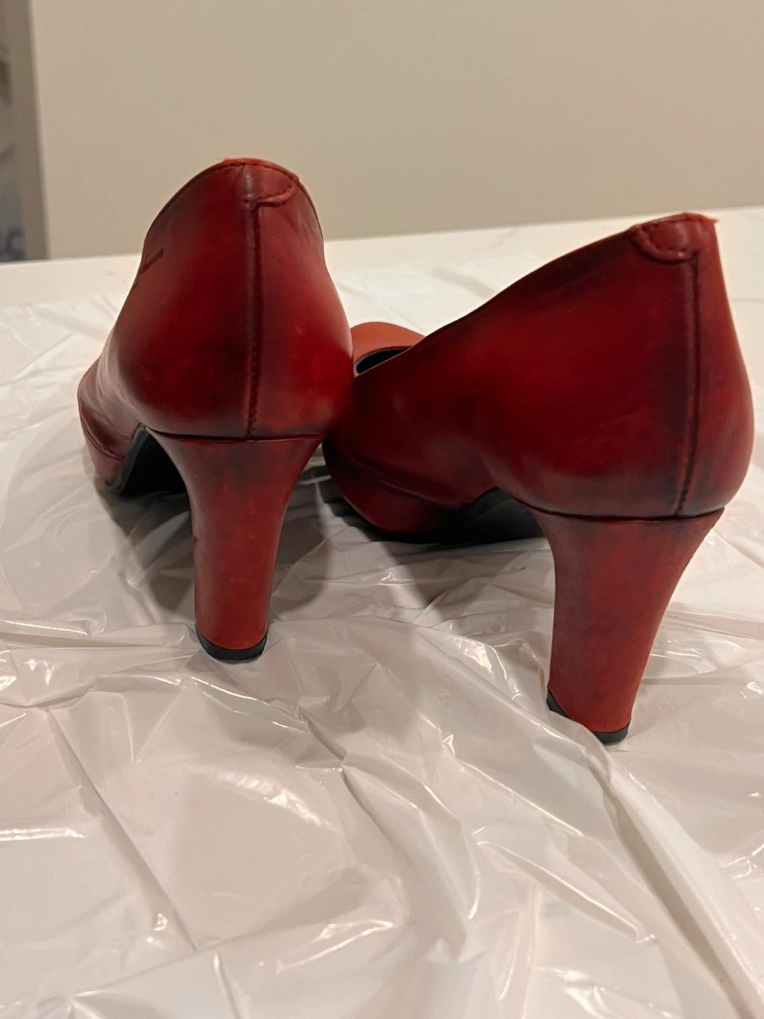 3” Red Leather High Heels - Size 5.5 - photo 2