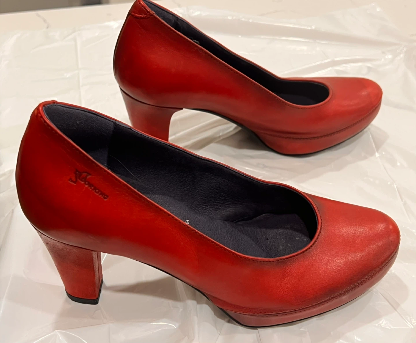 3” Red Leather High Heels - Size 5.5 - photo 4