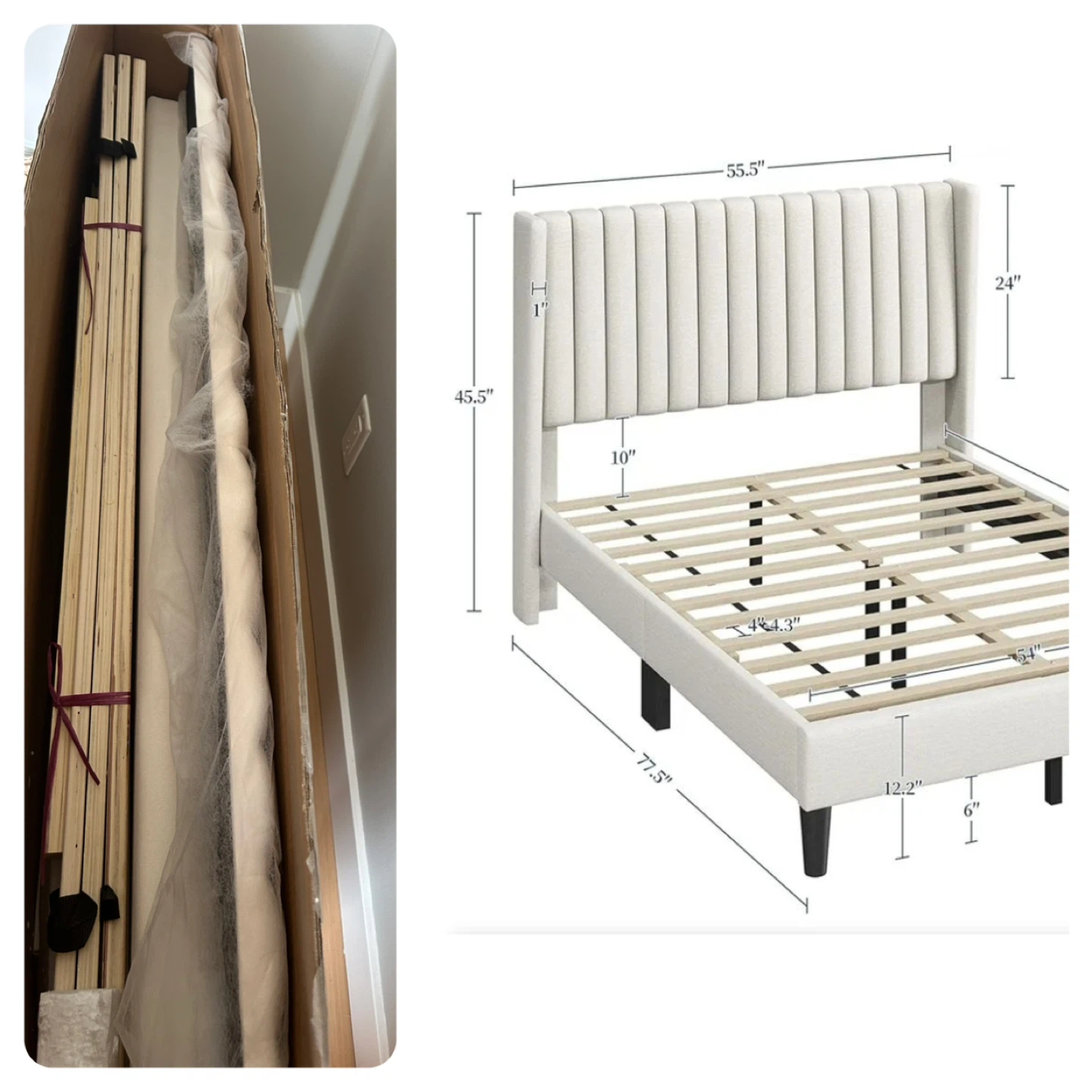 Yaheetech Ivory Full Bed Frame (New in Box)