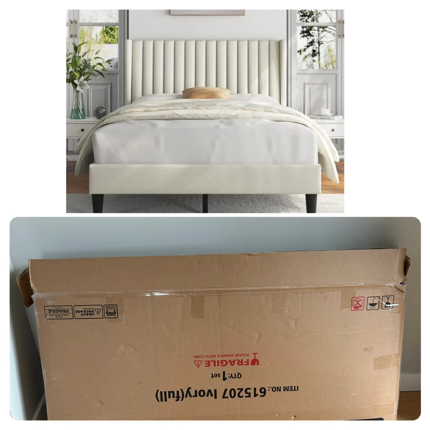 Yaheetech Ivory Full Bed Frame (New in Box) - photo 2