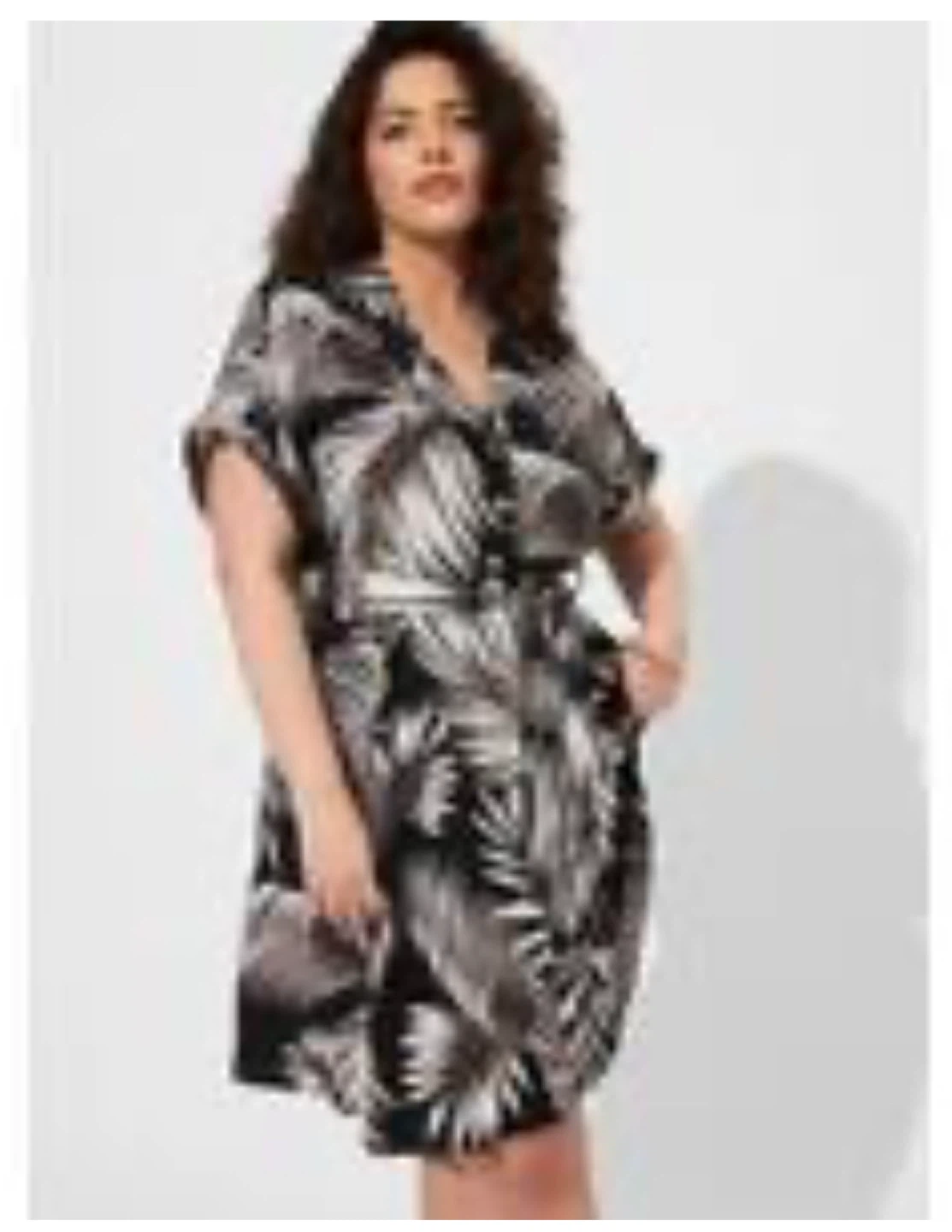 Torrid Black Palm Print Shirt Dress