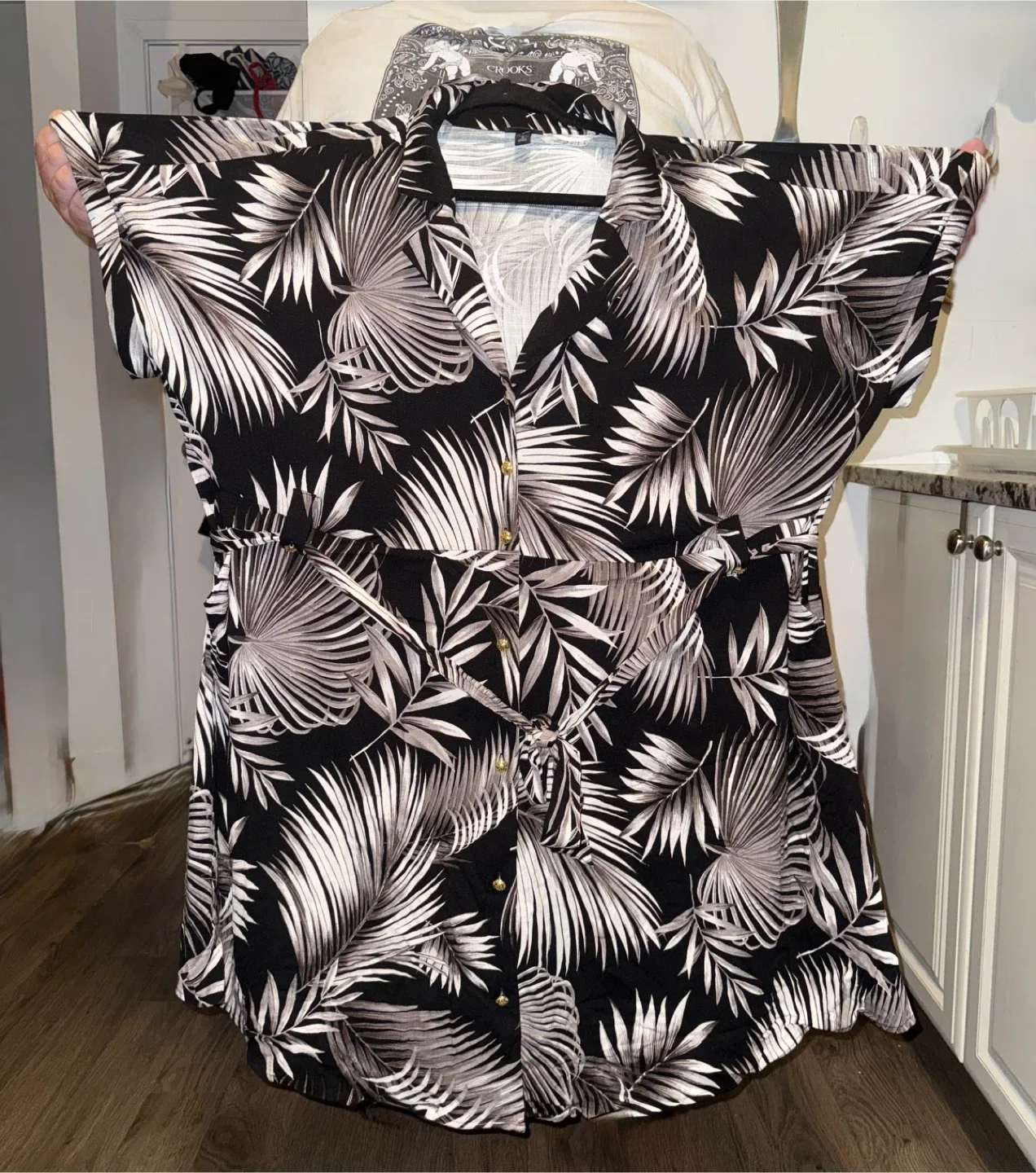 Torrid Black Palm Print Shirt Dress image indicator(2)