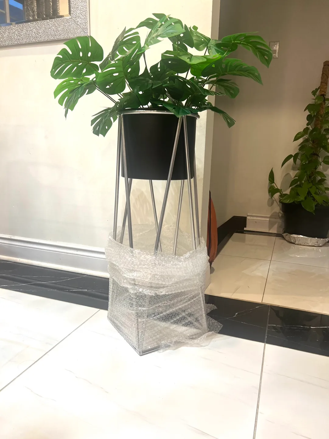 Potted Faux Monstera Plant with Stand image indicator(2)